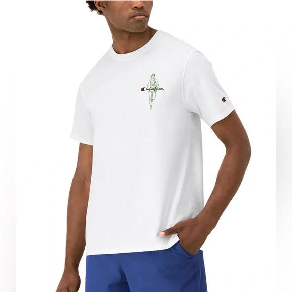 Champion Men's Classic Logo Graphic T-Shirt White- NWT - Picture 3 of 4